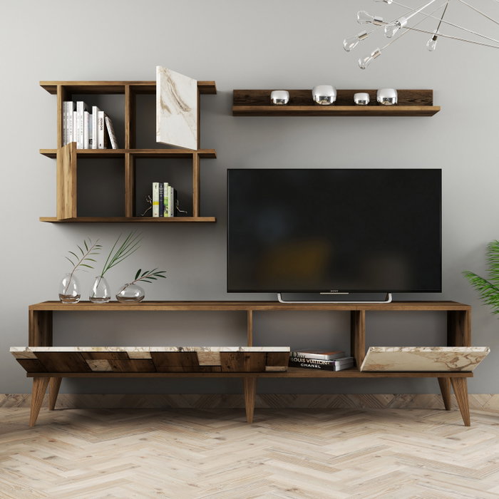 Hanah Home Mueble de TV Madrid - Blanco y nogal Hanah Home Mueble de TV Madrid - Blanco y nogal